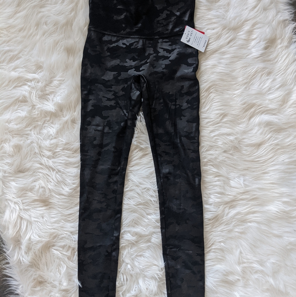Spanx full length, Faux Leather camo leggings
